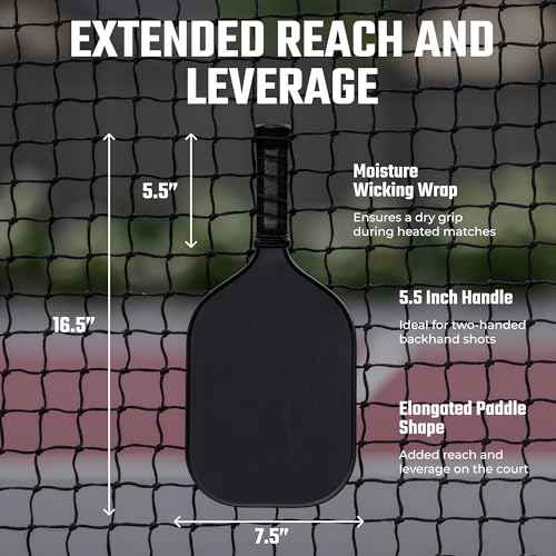 Carbon Fiber Pickleball Paddle - Raw Toray T700 Surface Provides Maximum Ball Spin | Elongated or Widened Pickleball Racket Shapes Available - Paddle Customization Kit Included