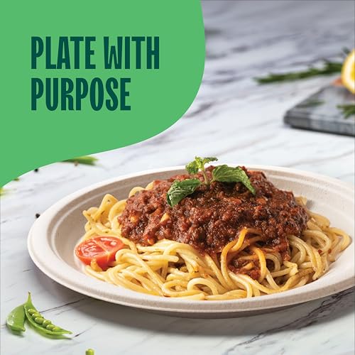9-Inch Compostable Deep Dish Plates - 125-Pack Heavy Duty Brown