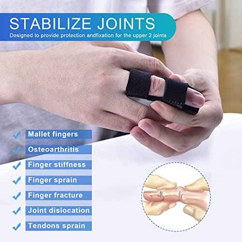 Sopito Finger Splint, 4pcs Finger Brace Support Stabilizer for Index, Middle, Ring Fingers Straightening Arthritis Knuckle Immobilization
