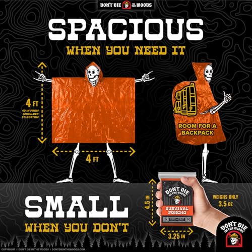Don’t Die in The Woods Emergency Poncho Refill Orange One Size