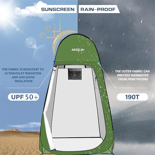 Portable Pop-Up Shower Tent with Silver Coating, 74.8 Inch High