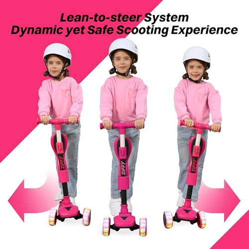 Kids 2-in-1 Foldable Light-Up 3-Wheel Scooter with Seat - Red, Adjustable Height