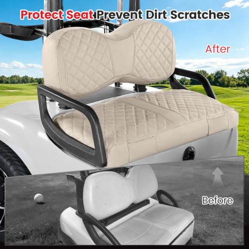 Beige Golf Cart Seat Cover Fit Yamaha G29 Drive2 Front Standard Seat - Custom Fit