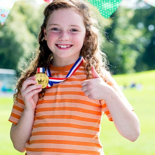 12 Pieces Gold Award Medals Set with Ribbons for Sports, Competitions & Parties - 2 Inch