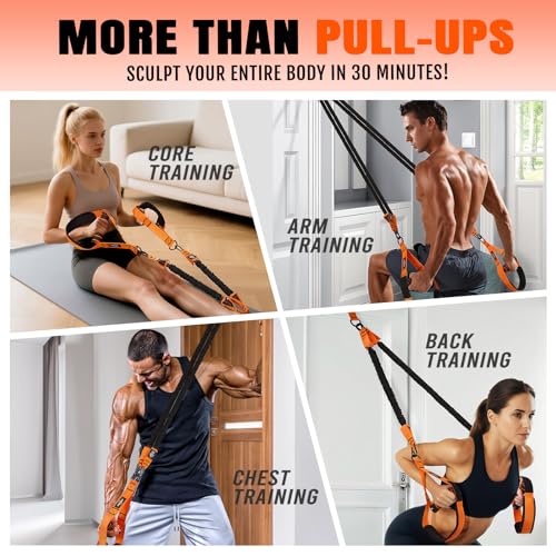 Orange Pull Up Assistance Resistance Bands Set with Handles for Strength Training
