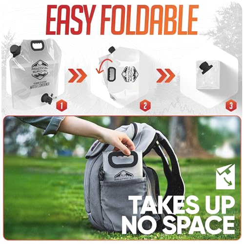 Portable Water Container Bags with Spigot - 2.1 Gallon/8L BPA-Free Folding Water Storage Jug, 3 Pack