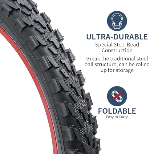 YunSCM 2-Pack 20x1.95 Bike Tires - All-Terrain Directional Tread, Black01