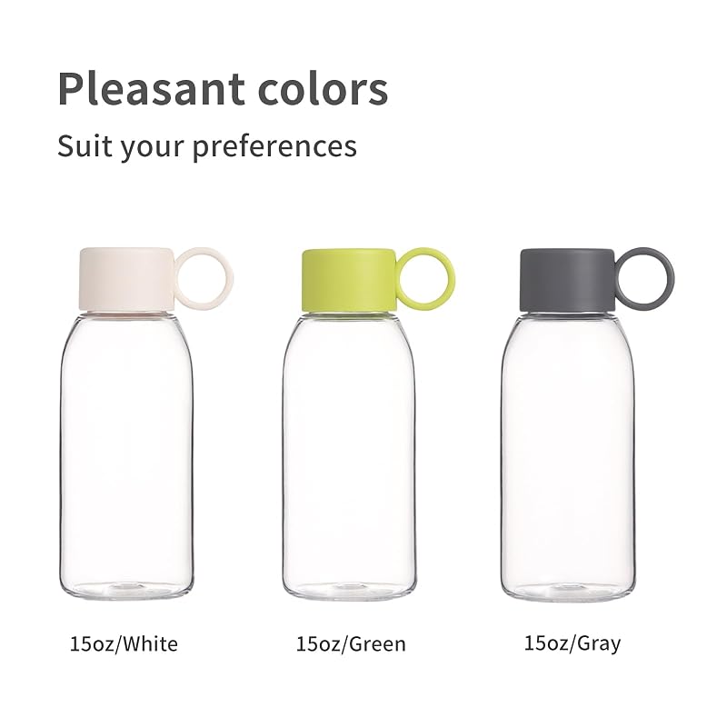emoi 15oz Kids Water Bottle - Clear BPA-Free Leakproof Portable Flask White