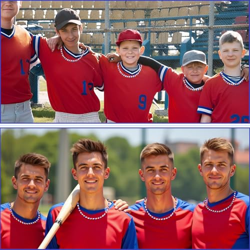 Red White and Blue Baseball Necklace Sparkly Rhinestone Baseball Game Day Chain Accessories for Men Women Baseball Team Players Lovers Gift