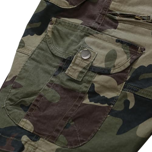 Women's Lightweight Camo Cargo Shorts with 6 Pockets - Elastic Waist, 8 / Camo Variation