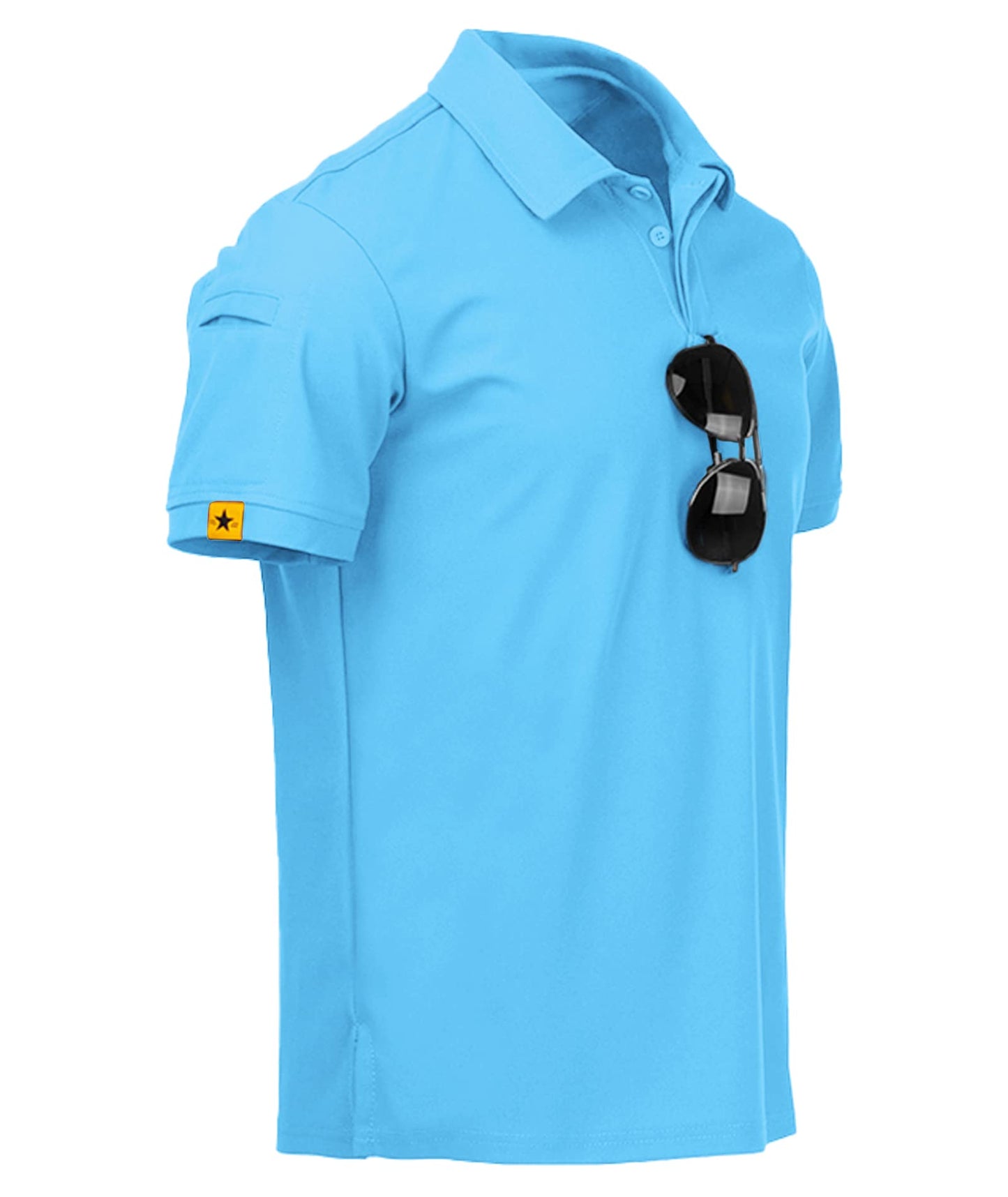 ZITY Mens Polo Shirt Short Sleeve Sports Tactical T-Shirt Athletic Golf Polos Daily Casual Stylish Collared Shirts for Men SkyBlue XX-Large