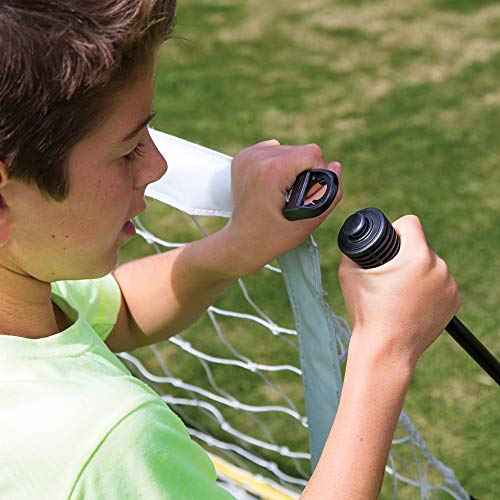 SKLZ Quickster Soccer Goal - Portable Goal for Backyard & Field - Durable Tension-Tite Frame & Heavy Gauge 2-Ply Net - Adjustable Click-Lock Poles, Metal Stakes - Carrying Case with Handle