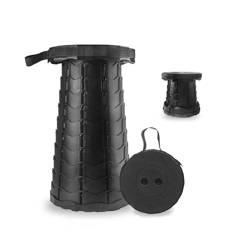 440 lb Capacity Portable Folding Camping Stool with Adjustable Height
