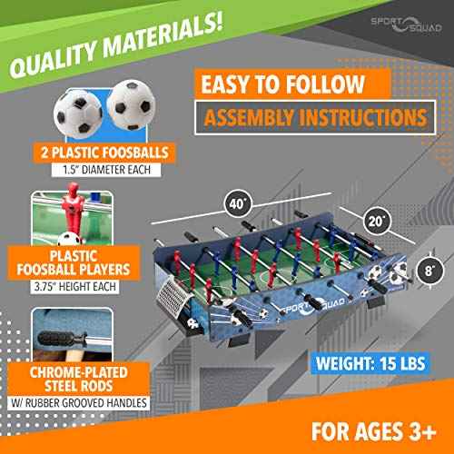 Sport Squad Foosball Table - Soccer Table - Wood Foosball Table for Kids & Adults - Bar Game Table, Game Room for Home - Easy Assembly, Built Tough for High Volume Play