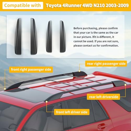 Black Front Right Roof Rack End Cap for Toyota 4Runner 2003-2009 - Passenger Side