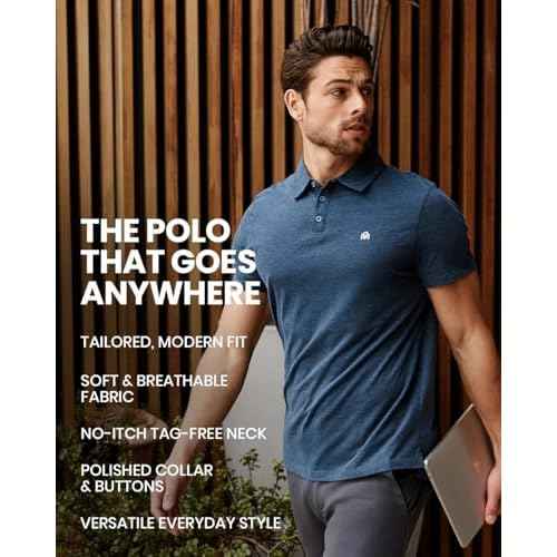 INTO THE AM Polo Shirts for Men - Slim Fit Short Sleeve Collared Shirt S - 4XL Fitted Collar Polos for Work