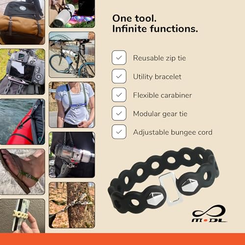 Black Modular Gear Straps for Camping & Travel - 4 Pack