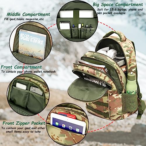 4land Camouflage Backpack for Boys 40L Army Bookbag - A-jun Variation