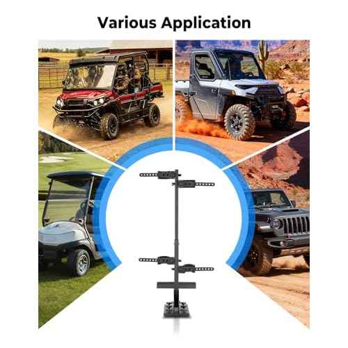 KEMIMOTO UTV Tool Holder Rack, Hunting Tool Holder Rack Tool Mount Vertical Floor Compatible with Polaris Ranger RZR, General Golf Cart, Tractor