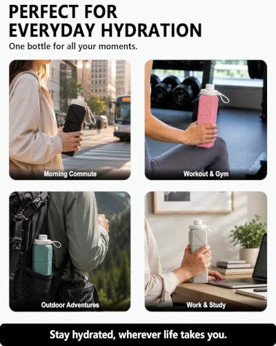 21oz Collapsible Silicone Water Bottle - Travel & Hiking Friendly