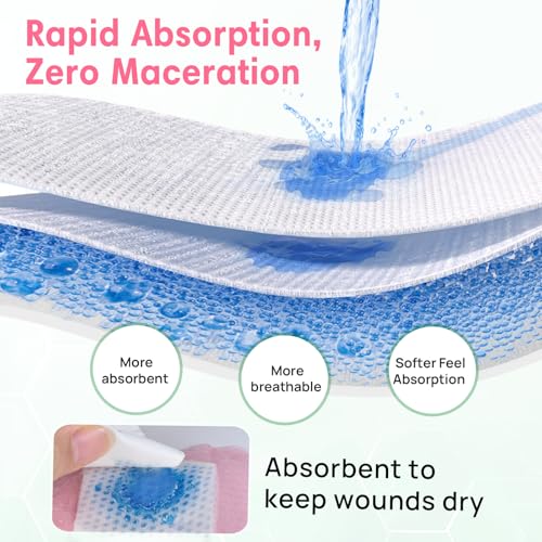 Pink Silicone Foam Wound Dressing 4x4 Inches - 10 Pack, Super Absorbent