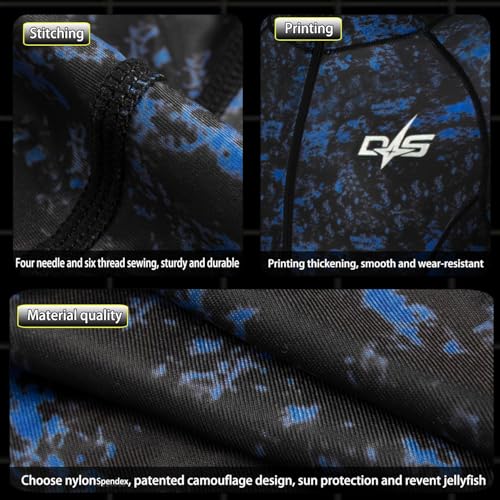 Men Women Blue Full Body Wetsuit Rash Guard for Water Sports UV Protection