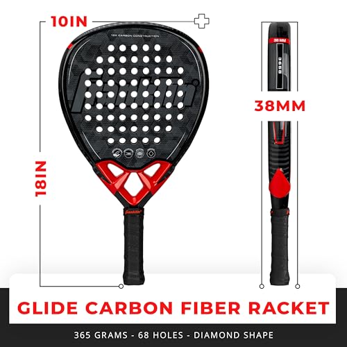 Franklin Sports Aurora, Endeavor + Glide Padel Rackets with Foam Core for Intermediate + Advanced Players - 365g Lightweight