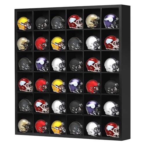 Wall Mount Display Case for Mini Football Helmets with Shelves & Racks