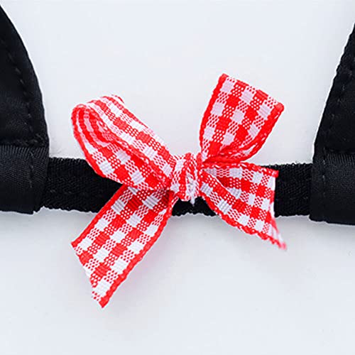Women's Micro Tanning Bikini Set - Black Bowknot, One Size, Cute Anime Lingerie