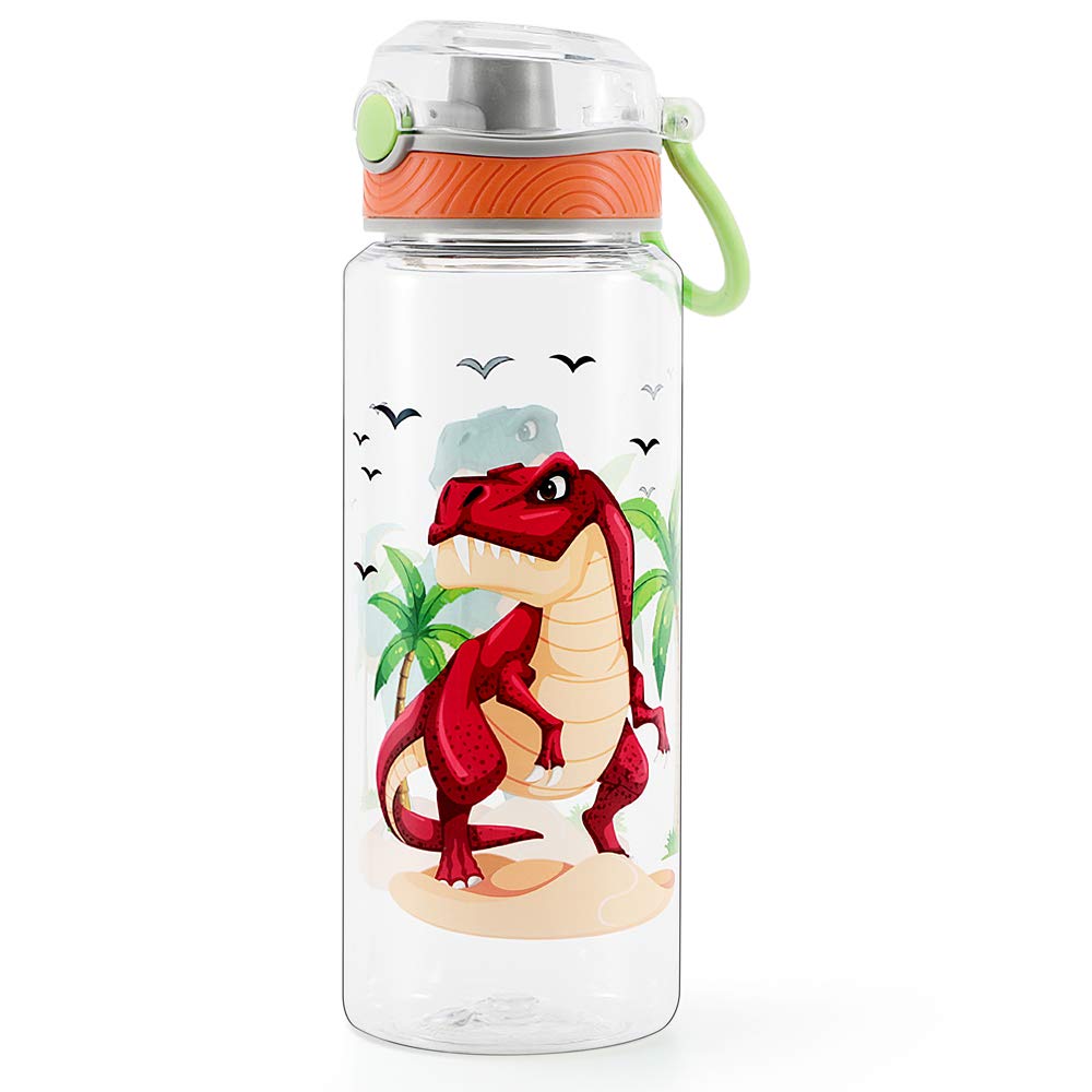 Home Tune 23oz Kids Water Bottle for School Boys, BPA FREE Tritan, Leak Proof Flip Top Lid, Easy Clean, Carry Handle - Dinosaur