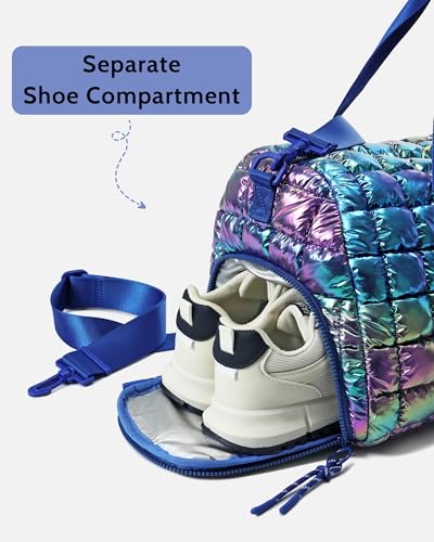Nebula Quilted Duffel Bag for Women, Lightweight Travel & Gym Bag with Shoe Compartment