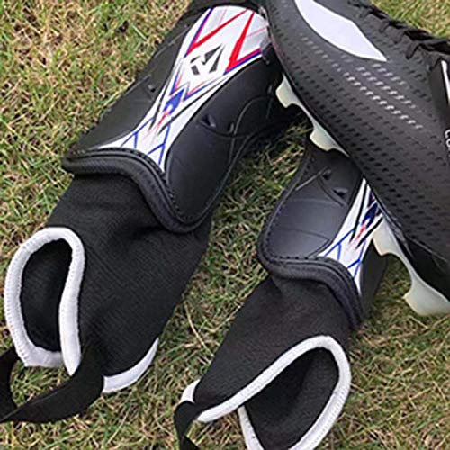 Soccer Shin Guards with Low-Profile Flexible Impact Protection - Medium Black/White, Youth & Junior