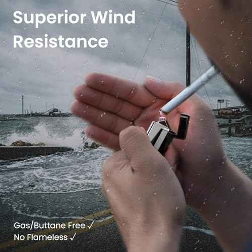 Triple Arc Plasma Lighter ? Windproof Flameless Electric Lighter Rechargeable with LED Battery Indicator ? Survival Lighter for Camping, Hiking, Outdoor Adventures