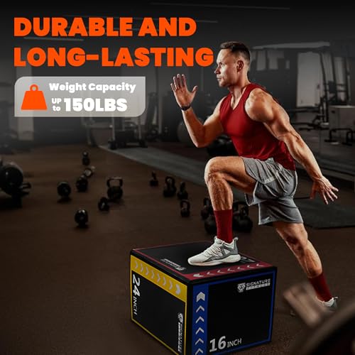 Fitvids Foam Plyo Jumping Exercise Box, 16¡±x20¡±x24¡± plyometric jump box for Home Gym Workout, High Density Foam Core and Non-Slip Surface, Suitable for Box Jumps, Step-Up, Box Squat, Fitness Training