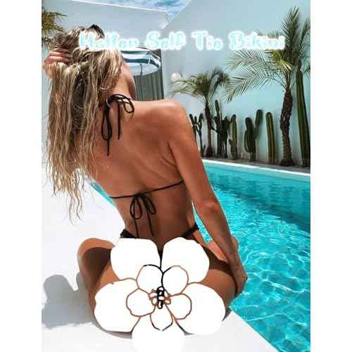 OZICERD String Bikini Tops for Women Bathing Suit Swim Tops Sexy Triangle Bikini Top Black