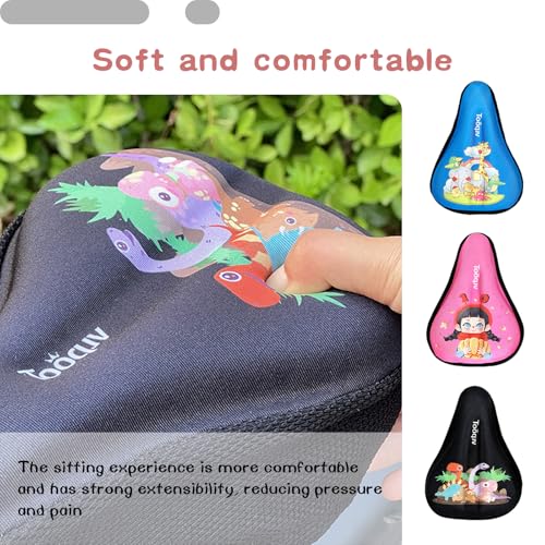 Kids Bike Seat Cushion Black S - Cartoon Non-Slip Shock Absorbing Seat Cover