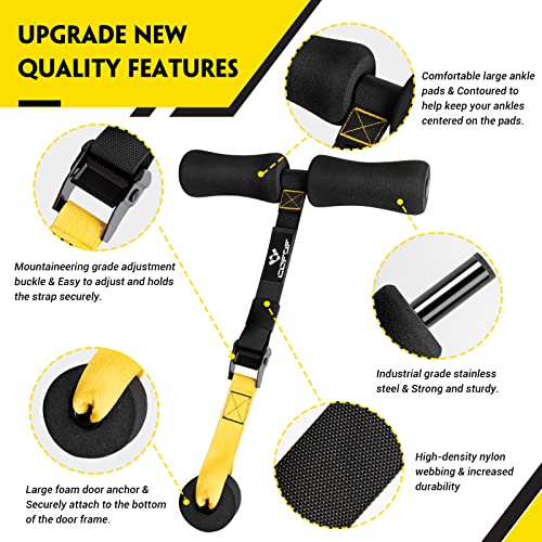 Bright Yellow Nordic Hamstring Curl Strap - Heavy Duty Adjustable Fitness Equipment