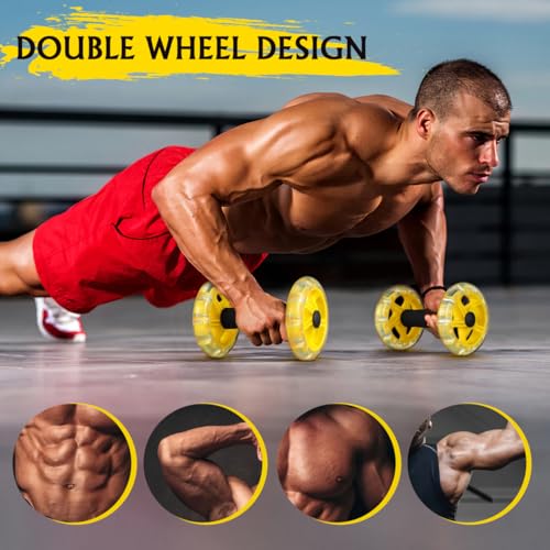 Dual Ab Roller Wheel Set for Core Workout - Portable Abdominal Exercise Equipment
