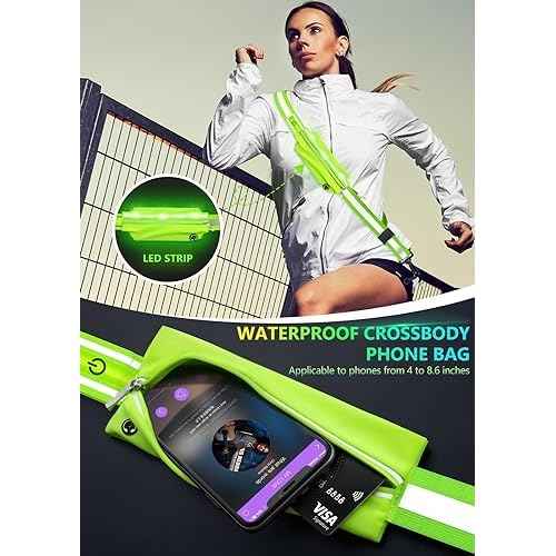 LED Reflective Belt Sash for Walking at Night,Running Safety Gear LED Light Up Running Belt for Runners Walkers