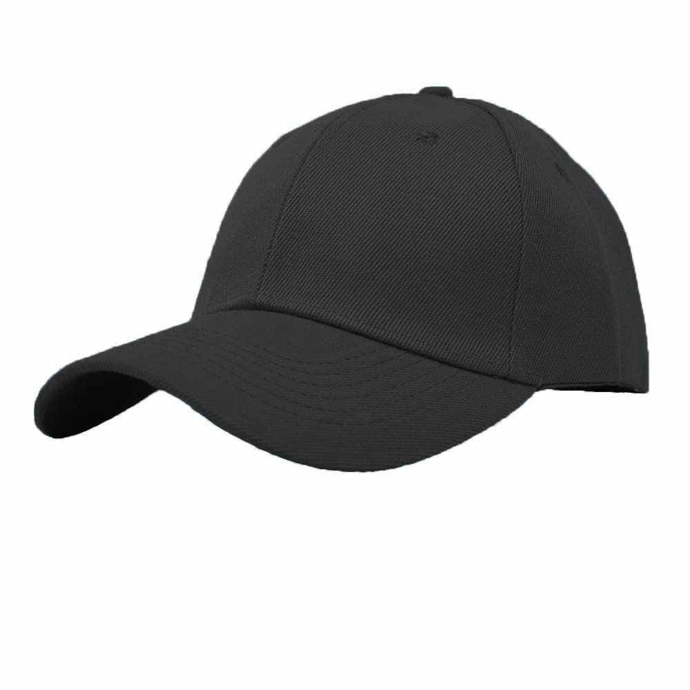 Glory Max Plain Baseball Cap Hook & Loop Strap Adjustable Solid Blank Curved Visor Hat (Black)