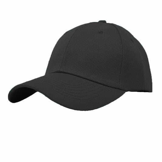 Glory Max Plain Baseball Cap Hook & Loop Strap Adjustable Solid Blank Curved Visor Hat (Black)