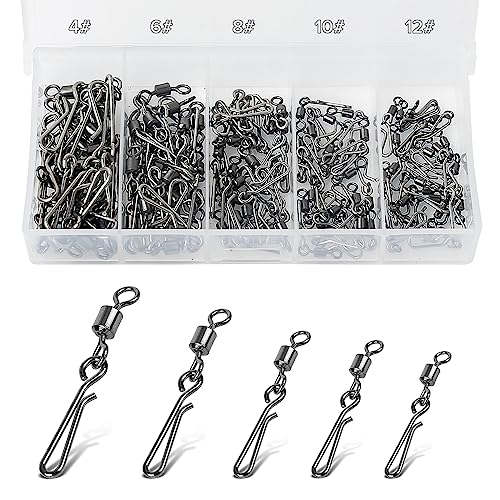 100 Pcs Fishing Swivels with Carabiner, Quick Change Barrel Connectors for Saltwater & Freshwater Fishing