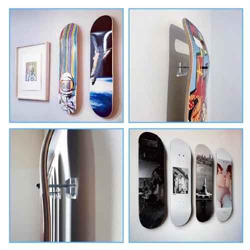 2 Pack Skateboard Wall Mount with Installation Screws Skateboard Display Mount Skateboard Hanger for Safely Store and Display Your skis Snowboards Scooters longboards and More