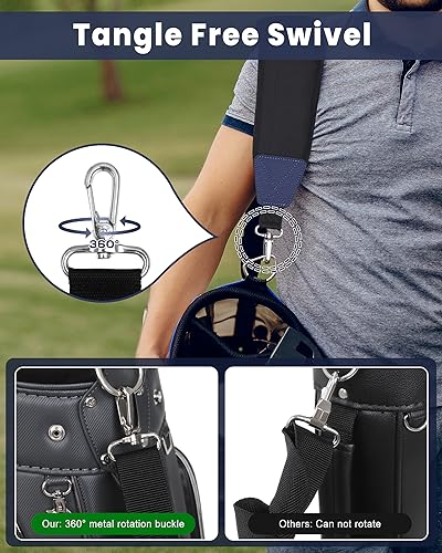 Golf Bag Strap Single Padded Shoulder Strap Adjustable Thick Pad Black & Blue