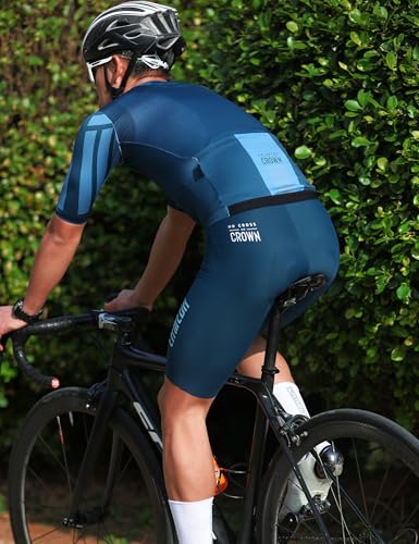 Men's Cycling Bib Shorts Blue Large Padded Breathable Bike Shorts Lightweight Bicycle Tights
