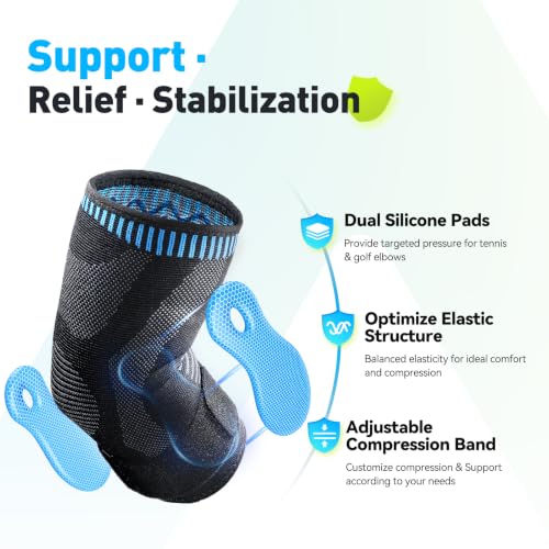 Elbow Compression Sleeve XL with Gel Pads for Tennis & Golf Pain Relief - Breathable Support