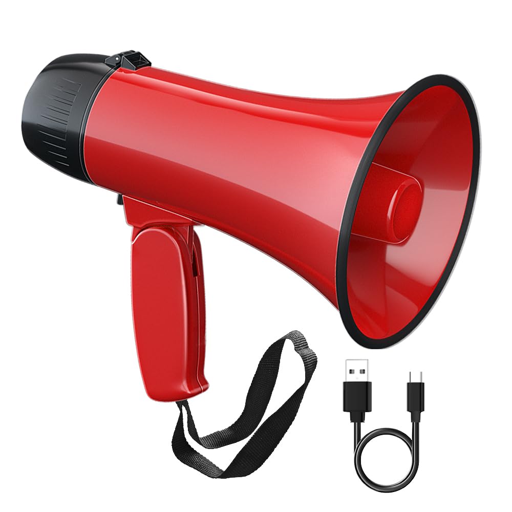 XIAGDIAZ Megaphone Speaker Bullhorn Battery Powered 20W Portable Speaker Microphone System Battery Included Durable ABS Material Volume Control