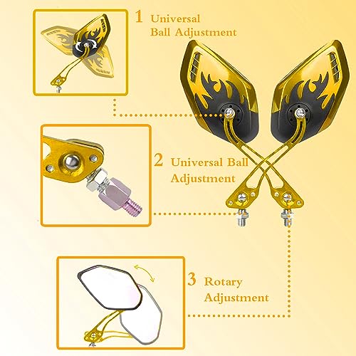 Yellow Bicycle Mirrors for Handlebar 2 Pack - Wide View, Adjustable Bike Safety Accessories