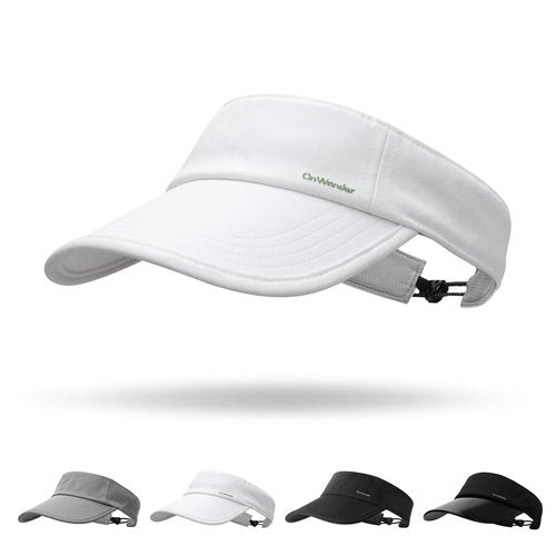 OnWander Sport Sun Visor Hat for Women and Men,Lightweight Cooling Sweatband Hat for Golf,Running,Tennis, Moisture-Wicking & Quick-Dry & Foldable White