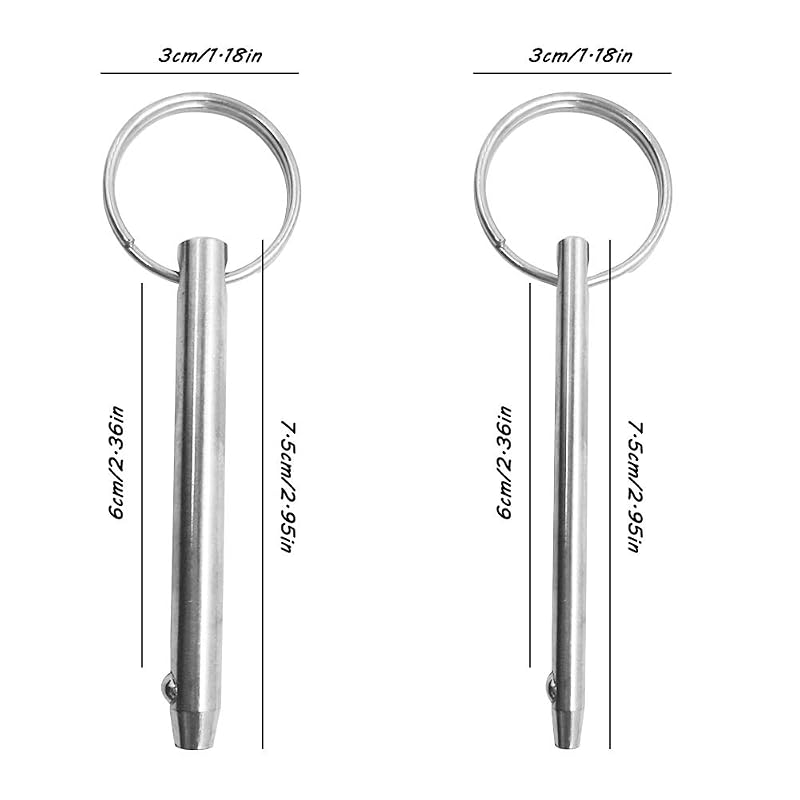 8mm 6.3mm Quick Release Pins 76mm Stainless Steel Boat Top Pins (4Pcs)